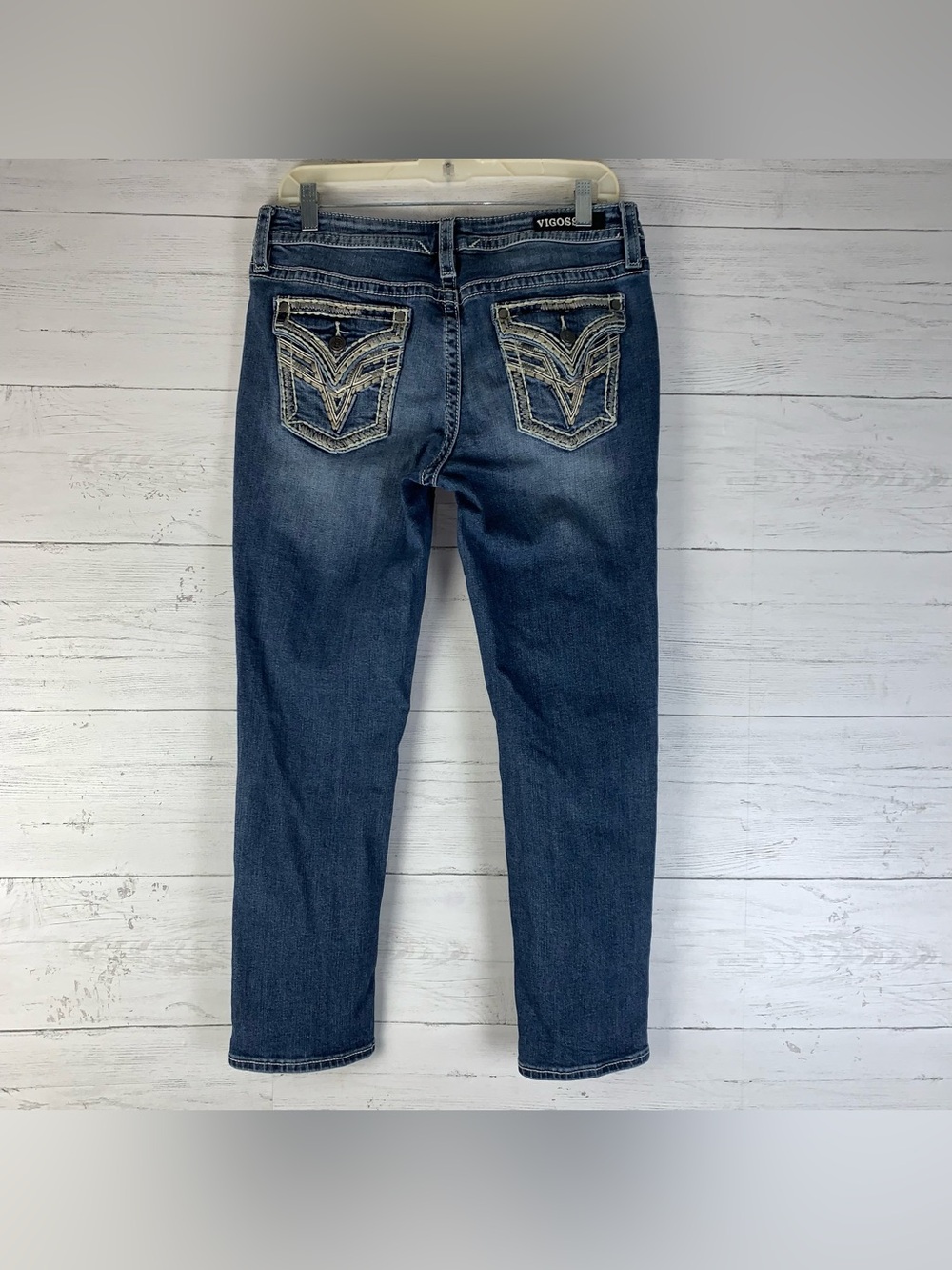 Vigoss Heritage Skinny Jeans Size 32"X26" Blue Embroidered Stretch Denim